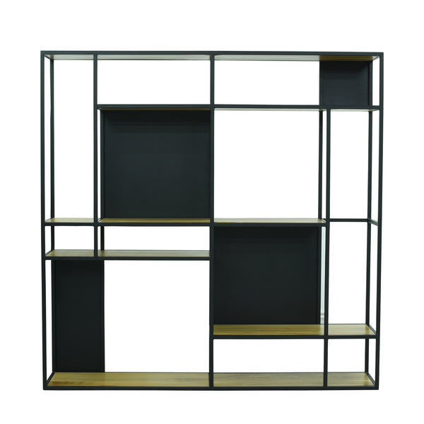 Metal frame shelf and solid wood shelves • HILL model