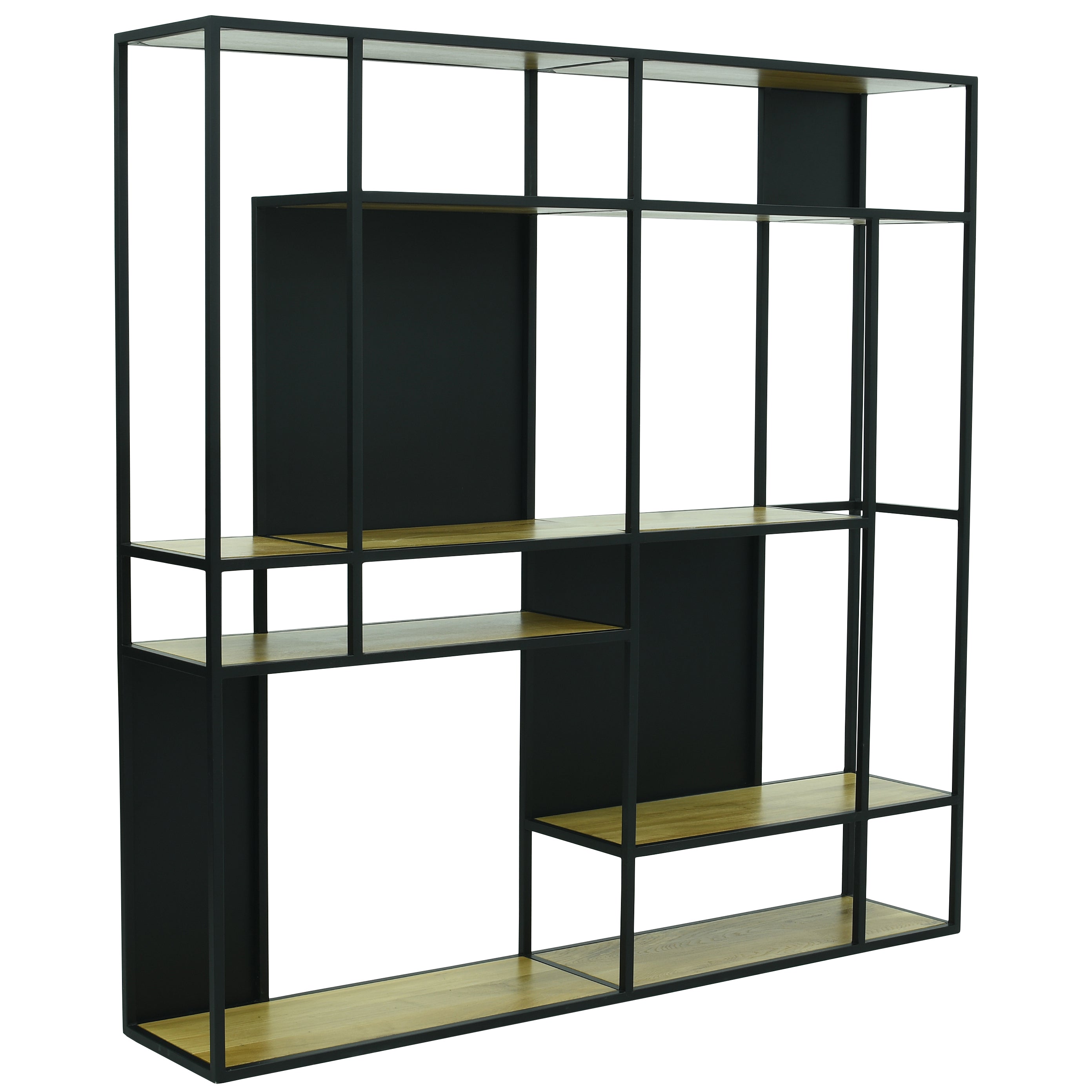 Metal frame shelf and solid wood shelves • HILL model