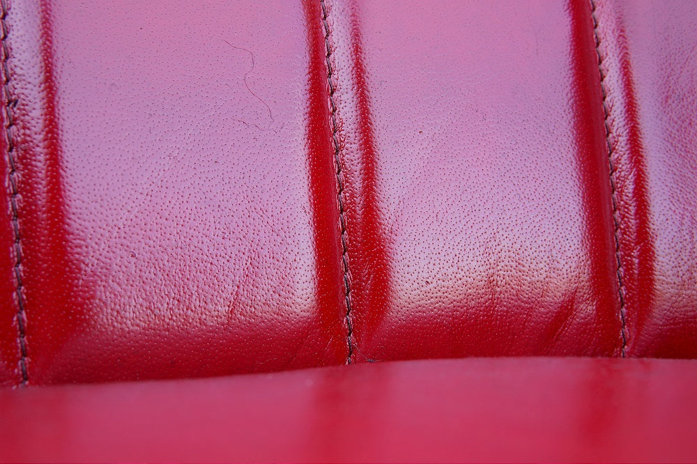 Scaun rosu din piele naturala ✔ model Brescia