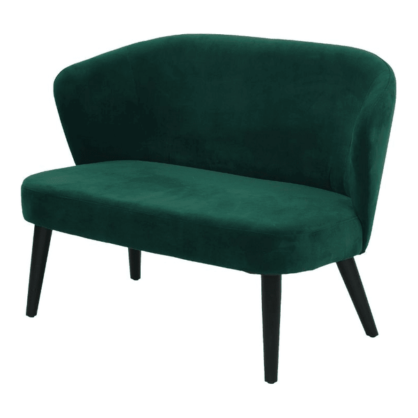 Banchetă LOTUS din catifea verde smarald, vedere din unghi
