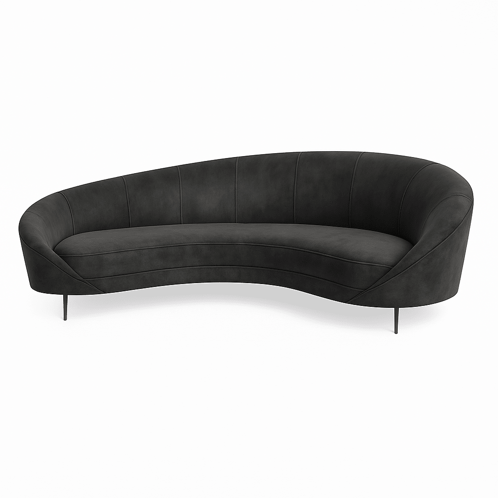 Canapea catifea NEAGRA | model YAN - eScaun.ro