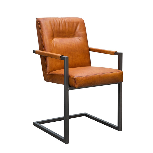 Chaise moderne en cuir de buffle ✔ Modèle INDU DUPO avec barre de résistance