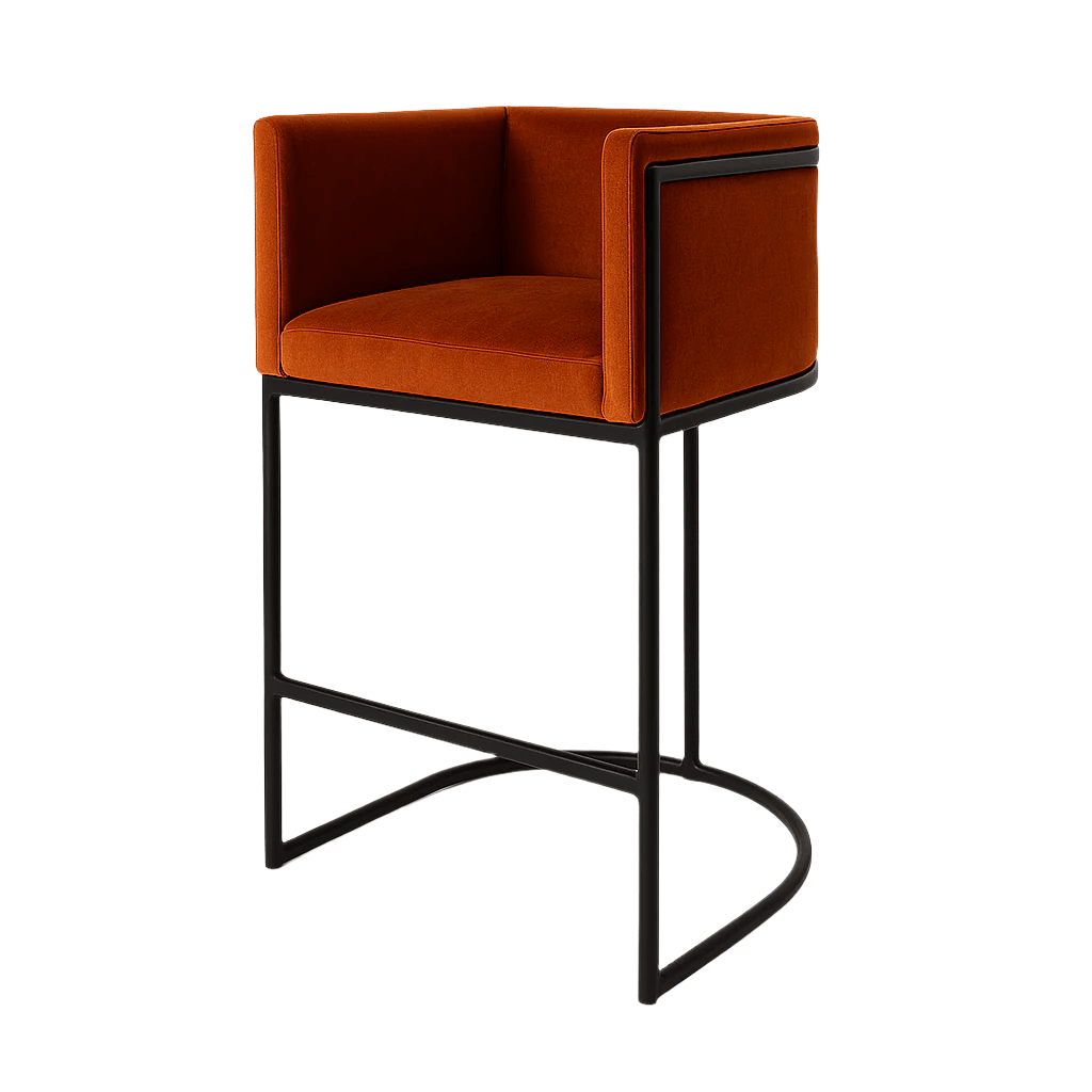 Scaun bar catifea GRI | model ENRI - eScaun.ro