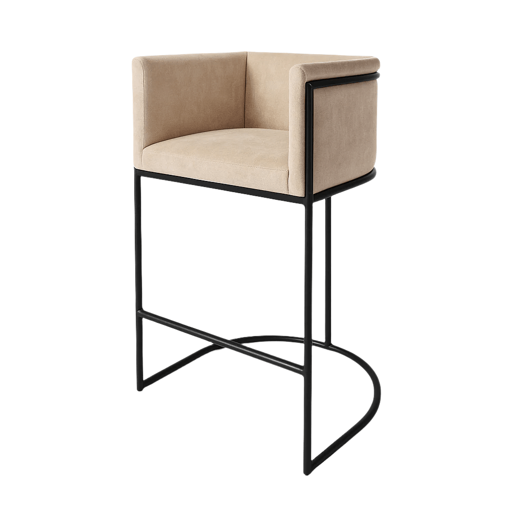 Scaun bar catifea GRI | model ENRI - eScaun.ro