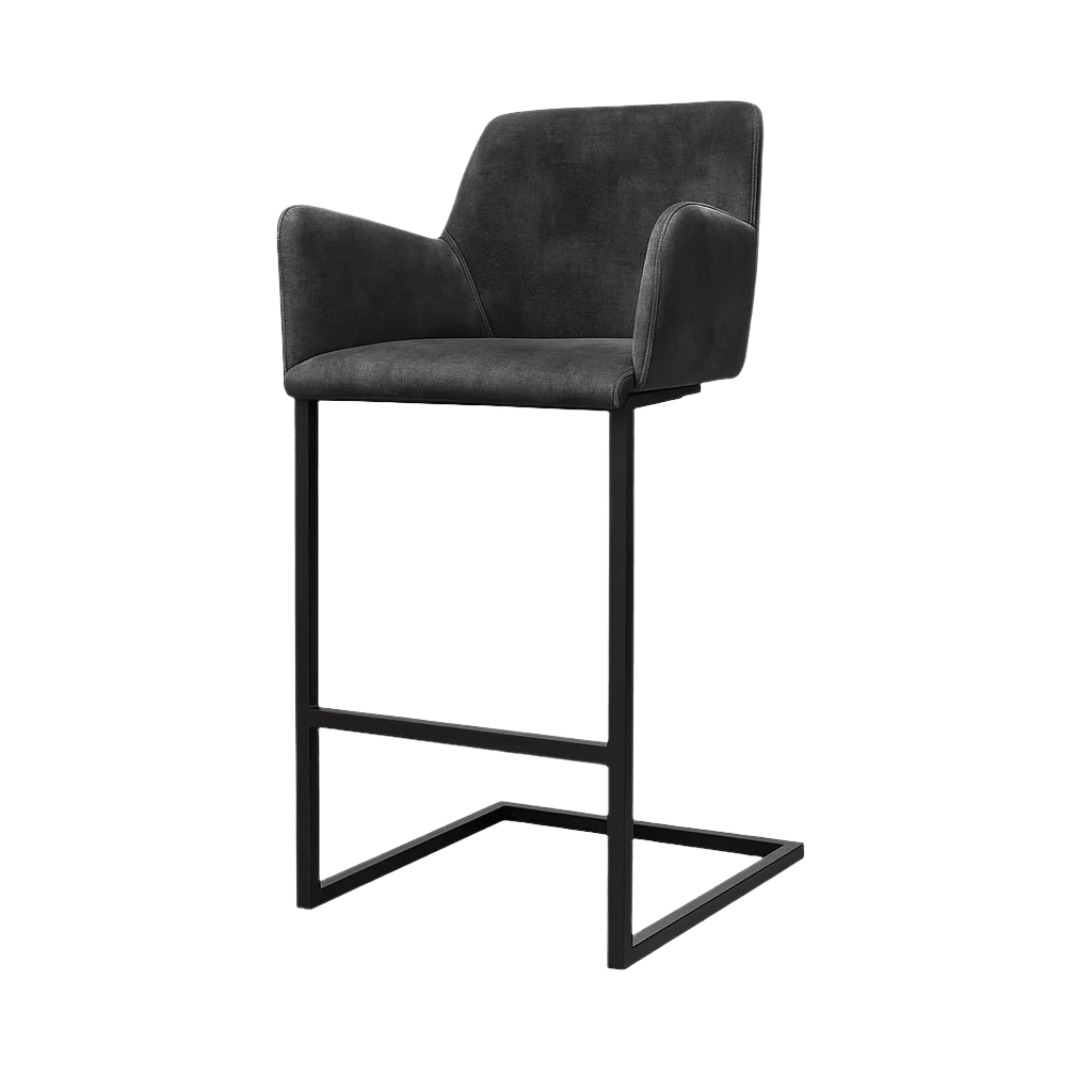Scaun bar catifea GRI | model GIAN - eScaun.ro