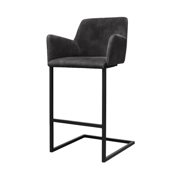 Scaun bar catifea GRI | model GIAN - eScaun.ro