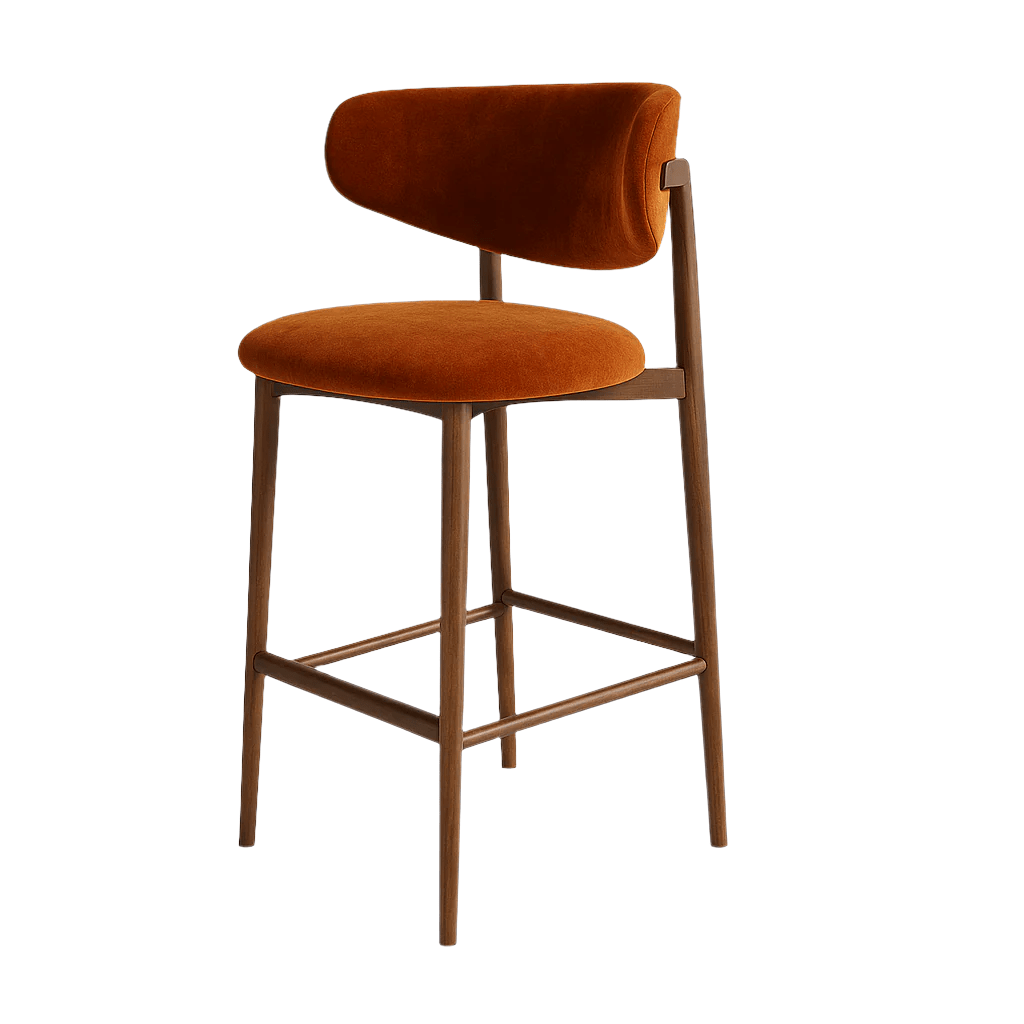 Scaun bar catifea GRI | model OLE - eScaun.ro