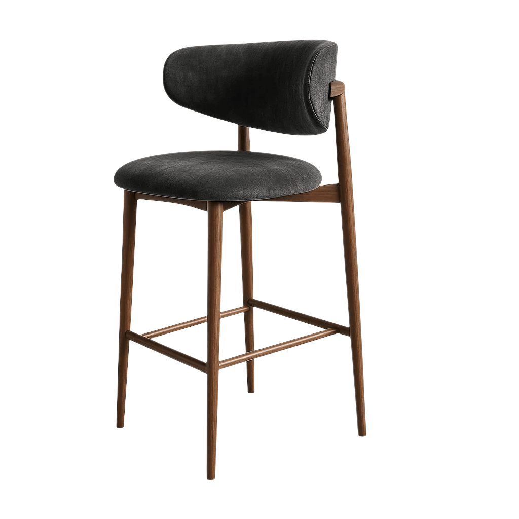 Scaun bar catifea GRI | model OLE - eScaun.ro