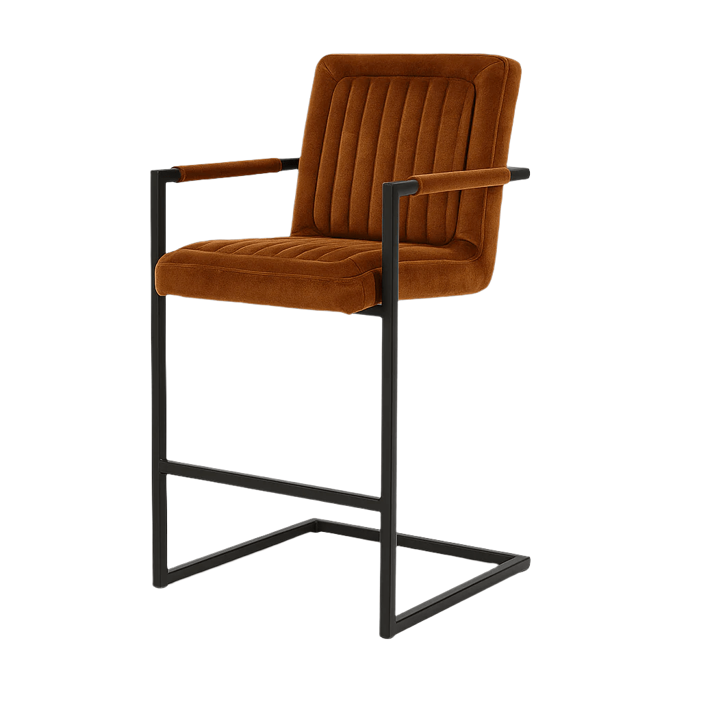 Scaun bar catifea GRI | model TRUM - eScaun.ro