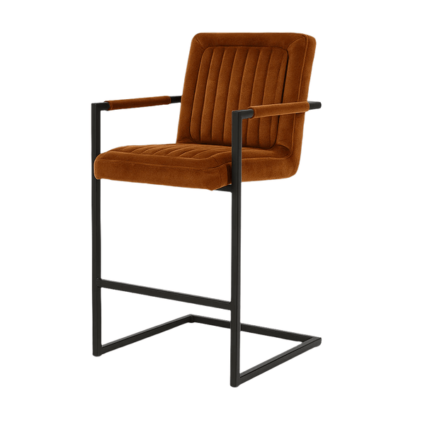 Scaun bar catifea GRI | model TRUM - eScaun.ro