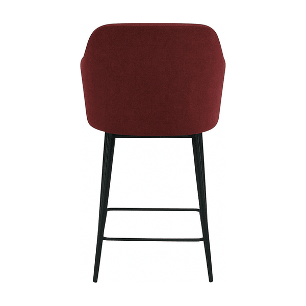 Scaun de bar ALEX din stofă bordo, vedere din spate