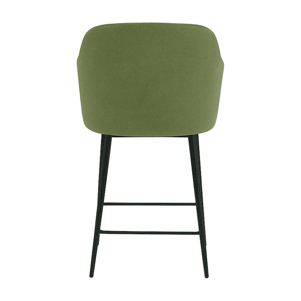 Scaun de bar ALEX din stofă verde oliv, vedere din spate