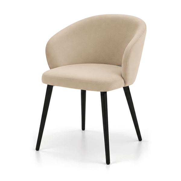 Scaun CAPRISO din catifea bej, vedere din unghi