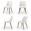Scaun SOLO din piele naturală albă, cu spătar drept și picioare din stejar, imagine de catalog cu produsul în 4 poziții