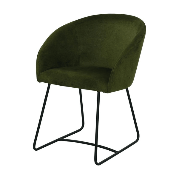 Scaun verde cu picioare de metal model IBIS, vedere din unghi