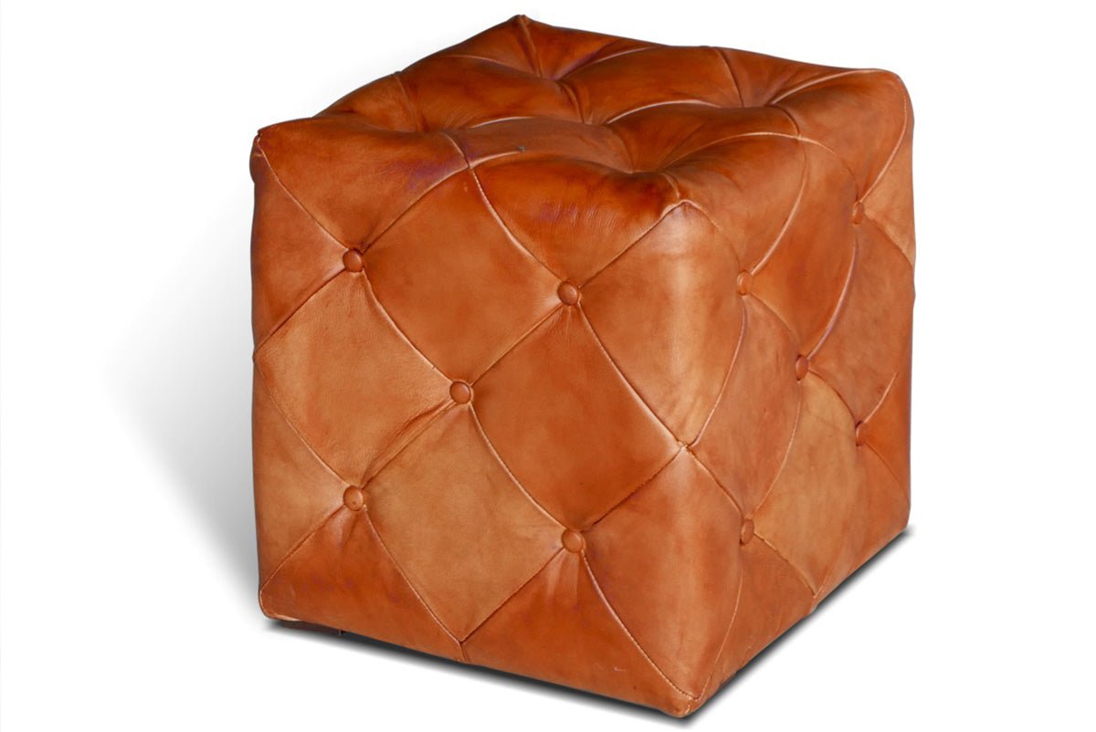 Taburet chesterfield din piele | model CUBI - eScaun.ro